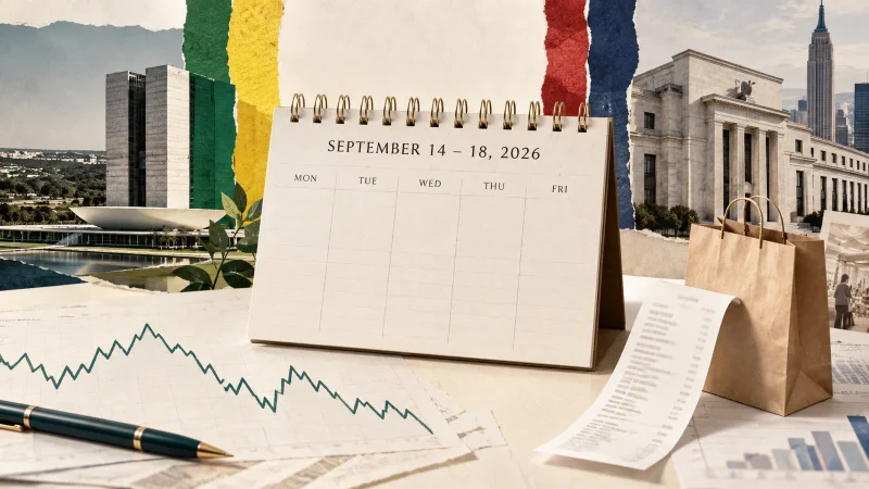 Calendário de 14 a 18 de setembro entre referências ao Banco Central, Federal Reserve, varejo e indicadores econômicos