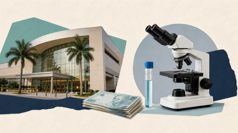 Shopping center, microscópio e cédulas representam os dividendos pagos por Allos e Fleury