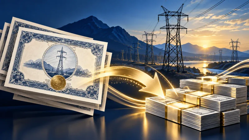 Colagem clean com transmissão elétrica, ações e pagamento aos investidores