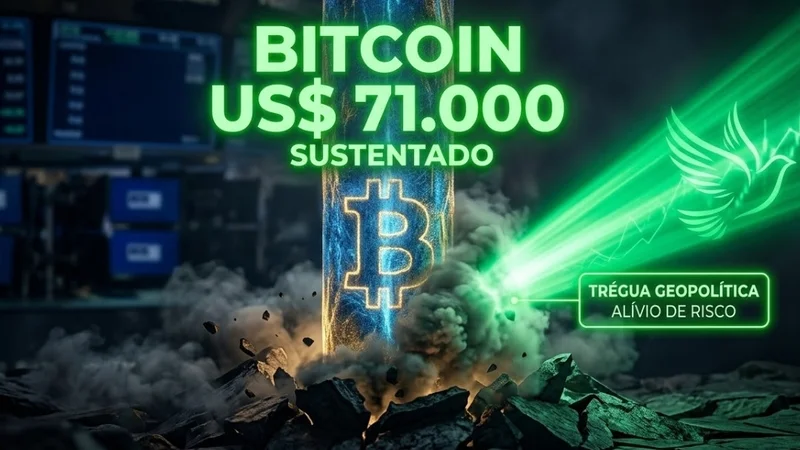 Bitcoin sustenta US$ 71 mil com trégua no Oriente Médio