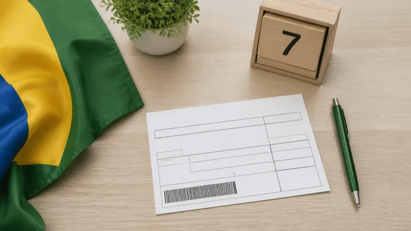 Boleto e calendário com o dia 7 representam vencimento em feriado