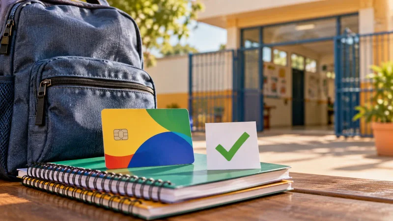 Mochila, cadernos e cartão representam atualização escolar no Bolsa Família