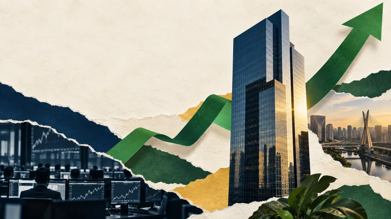 Colagem editorial clean sobre bpac11 avança mais de 25% no rali do setor financeiro