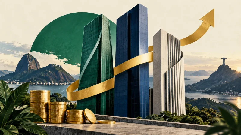 Colagem clean com empresas, moedas e fluxo de dividendos