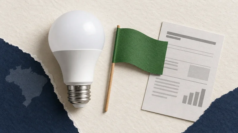 Lâmpada, bandeira verde e conta de energia em colagem ilustram a ausência de adicional tarifário em outubro