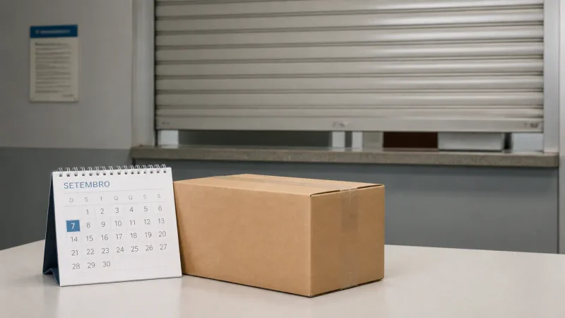 Pacote e calendário representam o funcionamento dos Correios no feriado
