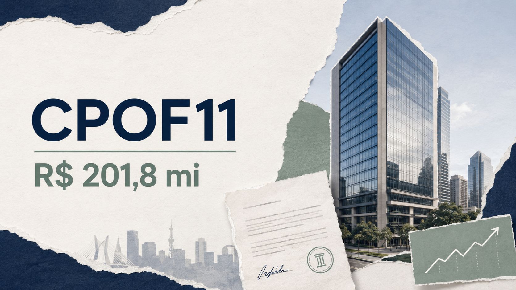 CPOF11 concluiu venda de participação no Faria Lima Plaza por R$ 201,8 milhões e estima resultado positivo de R$ 14,65 por cota.