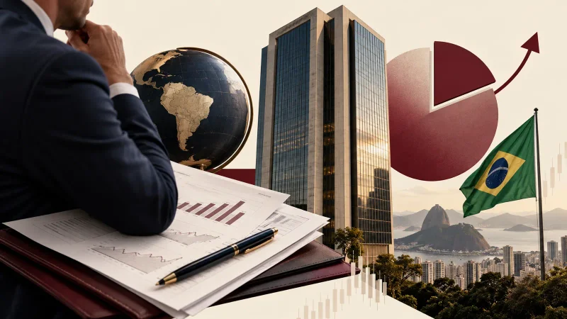 Colagem clean sobre gestora global aumentando posição em banco brasileiro