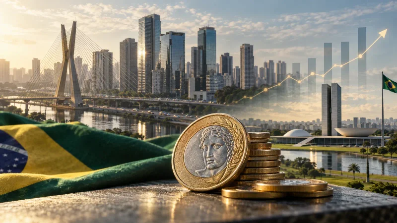 Colagem editorial sobre desaceleração da economia brasileira