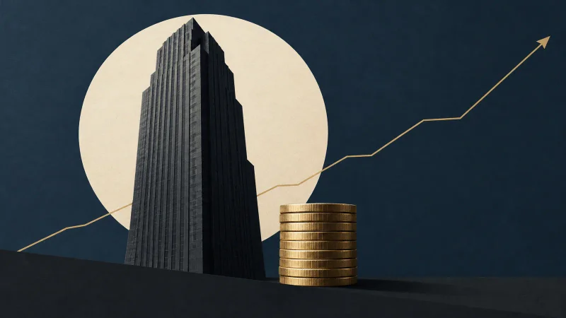 Colagem minimalista sobre lucro bancário e Wall Street