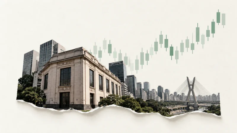 Colagem ilustrativa: Ibovespa recua 0,52% após rali; dólar fecha abaixo de R$ 5