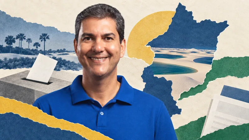 Colagem editorial com Eduardo Braide na apuração para governador de Maranhão