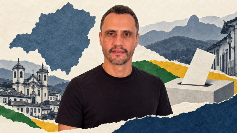 Colagem editorial com Cleitinho Azevedo na apuração para governador de Minas Gerais
