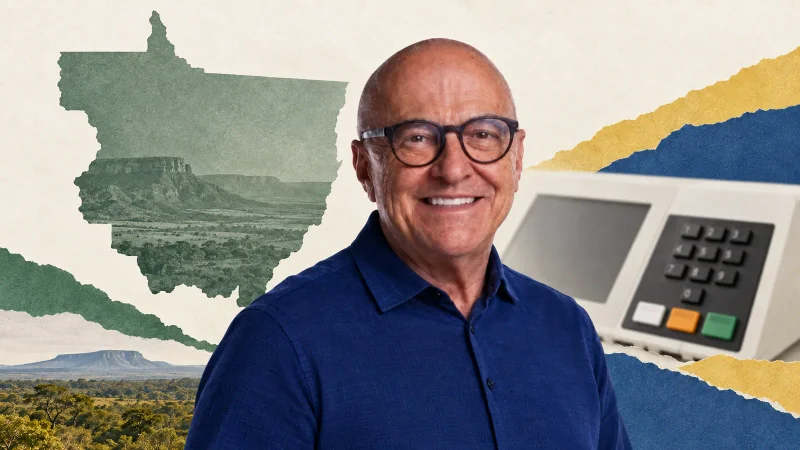 Colagem com Otaviano Pivetta, eleito governador de Mato Grosso