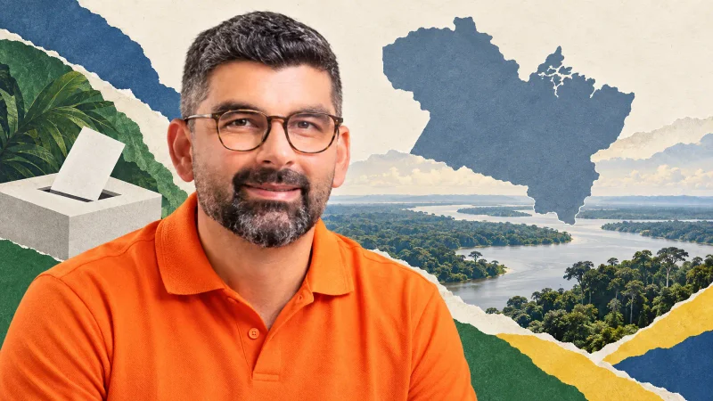 Colagem editorial com Dr. Daniel na apuração para governador de Pará