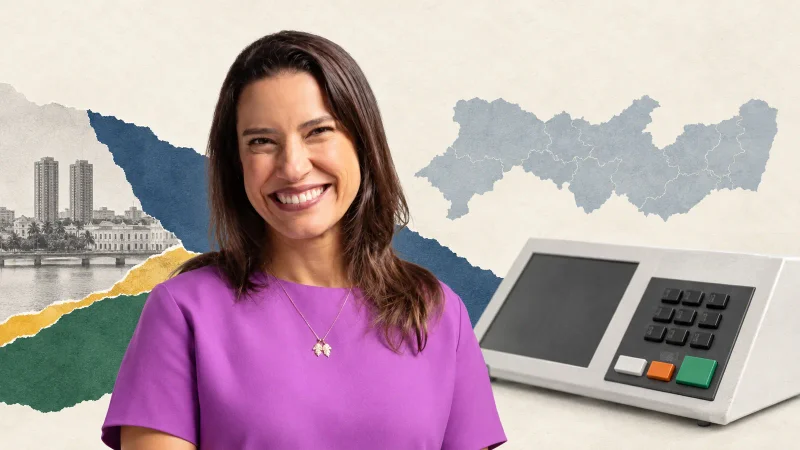 Colagem com Raquel Lyra, eleito governador de Pernambuco