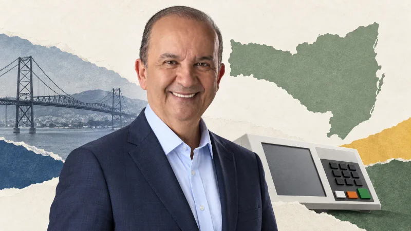 Colagem com Jorginho Mello, eleito governador de Santa Catarina