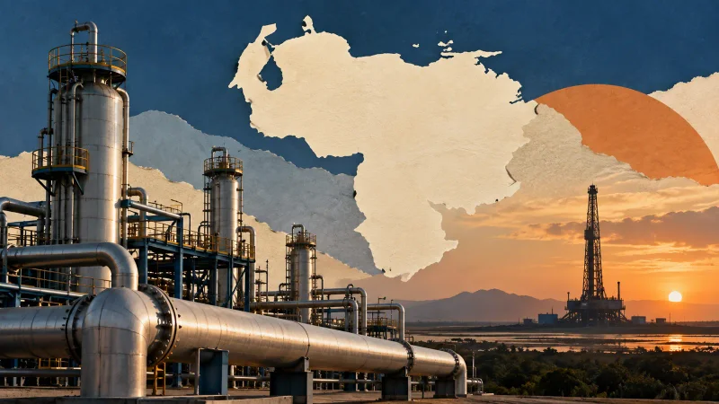 Colagem ilustrativa de infraestrutura de gás e petróleo para acordo de avaliação entre Eneva e Halliburton.