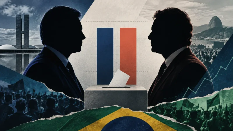 Duas silhuetas eleitorais e urna neutra sem identificação partidária
