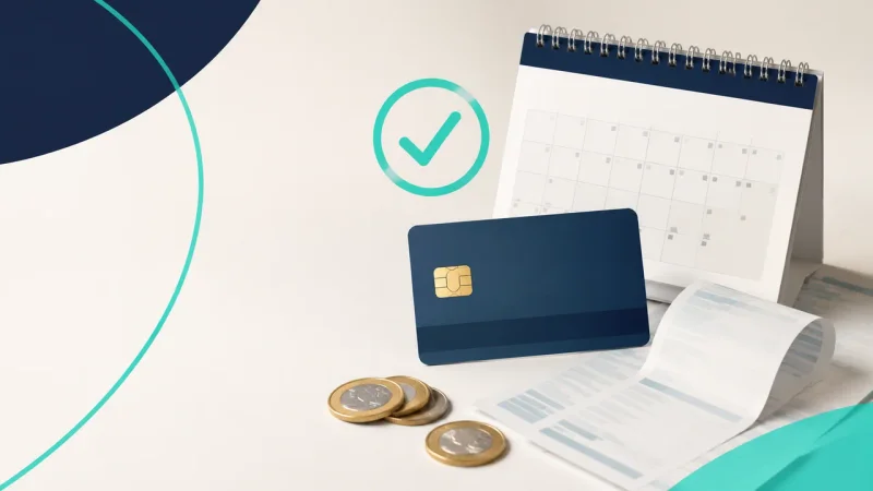 Colagem minimalista com cartão de benefício, calendário, comprovante e moedas sobre o pagamento do INSS em 4 de setembro