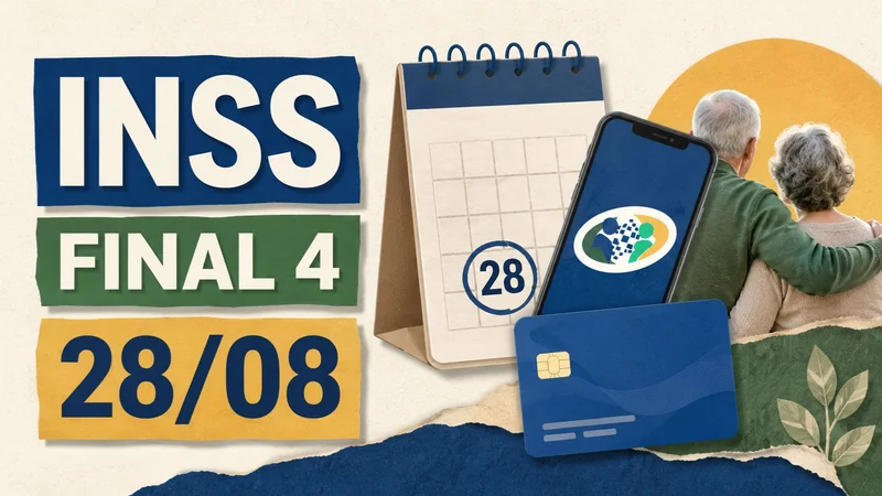 INSS paga hoje, 28 de agosto, beneficiários com final 4 que recebem até um salário mínimo. Veja quem recebe e as próximas datas.