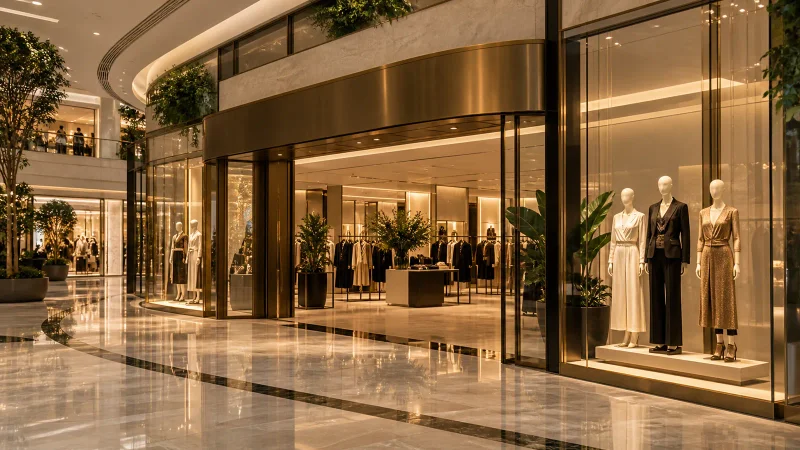Interior de shopping de alto padrão representando a CJ Fashion da JHSF