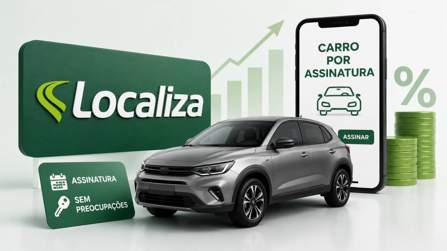 Carro da Localiza representa o crescimento do serviço de veículos por assinatura em cenário de juros altos.