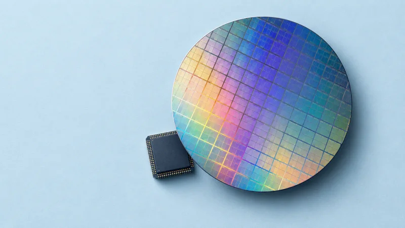 Colagem editorial de wafer de silício e pequeno semicondutor