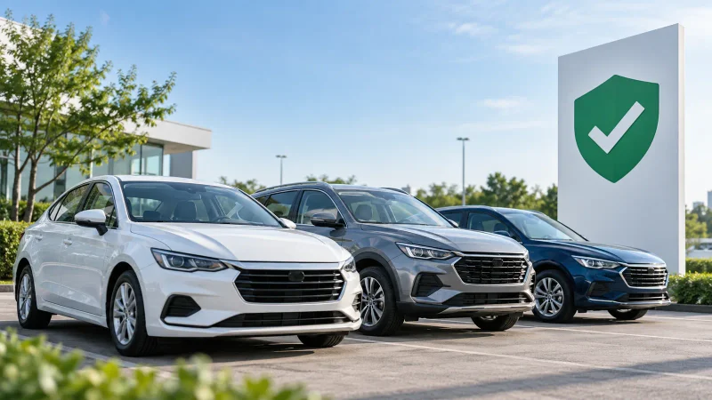 Frota de automóveis com símbolo abstrato de avaliação de crédito