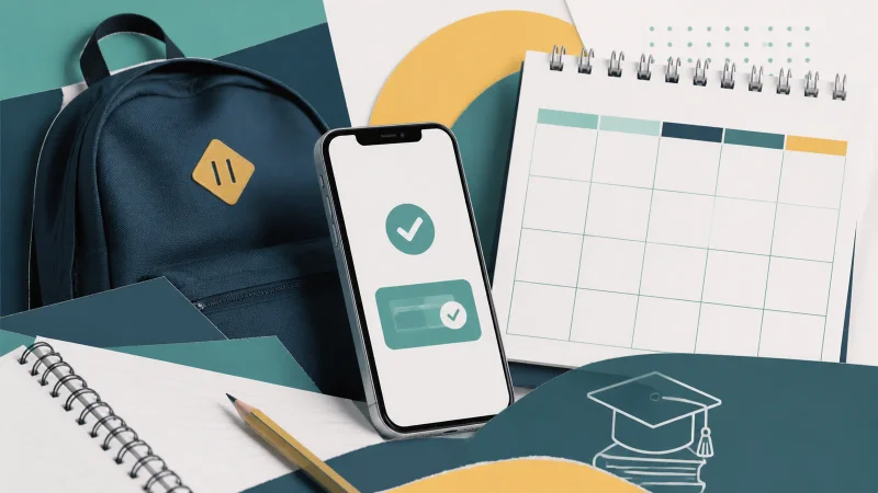 Mochila, celular e calendário representam os pagamentos do Pé-de-Meia em setembro de 2026