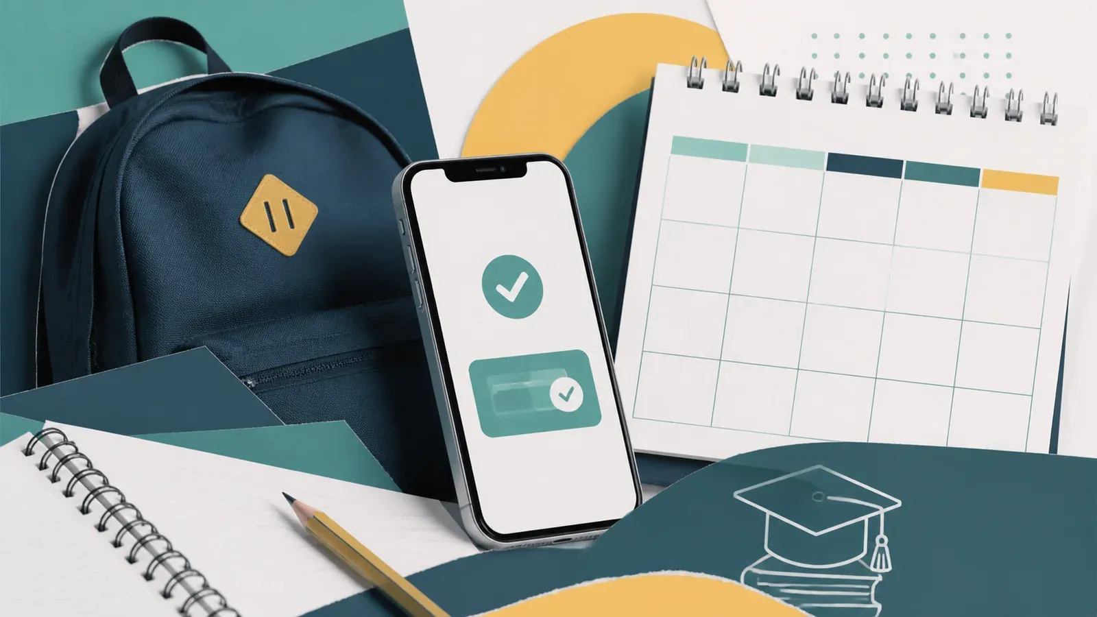 Mochila, celular e calendário representam os pagamentos do Pé-de-Meia em setembro de 2026