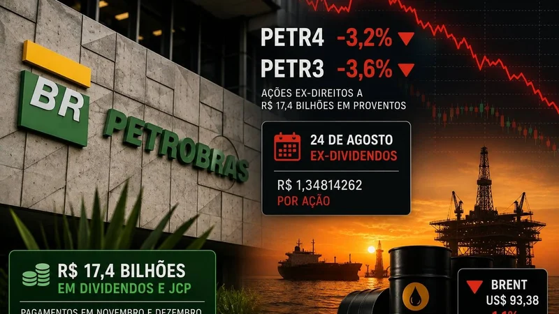 Petrobras (PETR4) cai com petróleo e fica ex-dividendos de R$ 17,4 bi