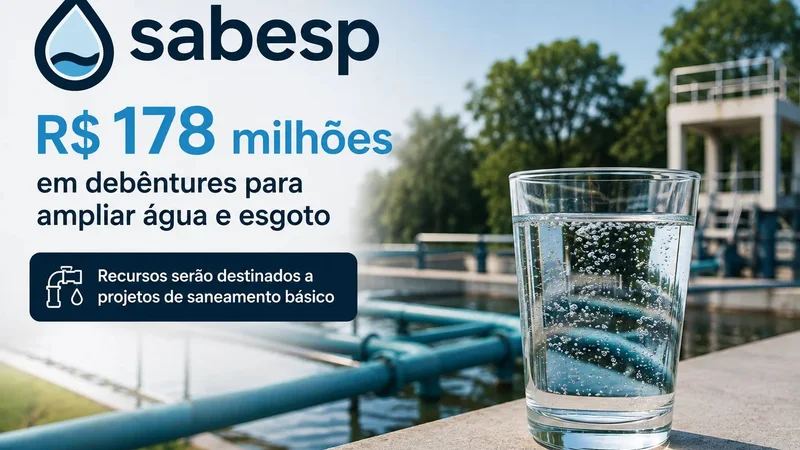 Sabesp lança R$ 178 milhões em debêntures para financiar projetos de água e esgoto dentro do Eco Invest Brasil.