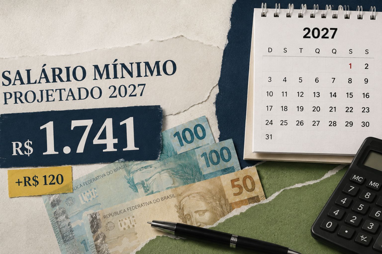 Governo projeta salário mínimo de R$ 1.741 em 2027, alta de R$ 120. Veja impactos no INSS, BPC, abono salarial e seguro-desemprego.