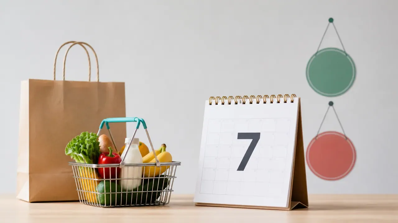 Sacola e cesta de compras representam comércio e supermercados no feriado