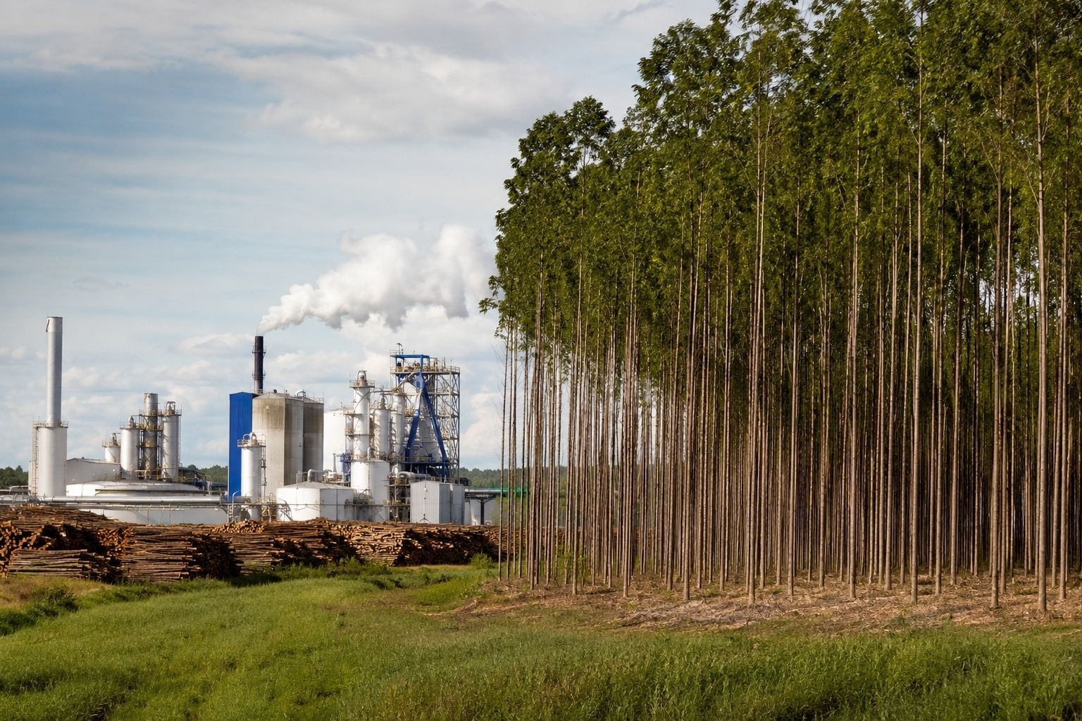 Floresta de eucalipto da Suzano, base da produção de celulose