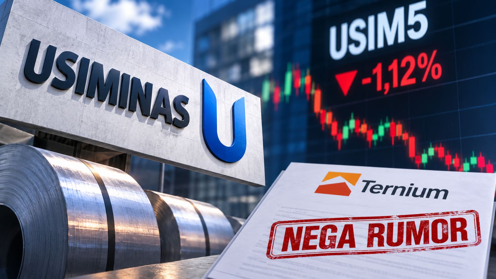 Ternium nega negociação para fechar o capital da Usiminas após rumor fazer USIM5 disparar. Ação devolveu parte dos ganhos nesta terça.