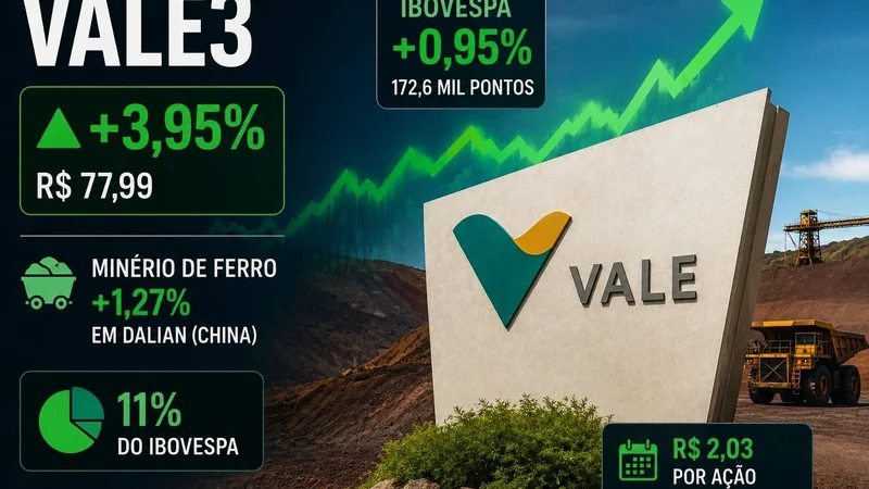 Vale (VALE3) dispara quase 4% com minério e volta perto dos R$ 78